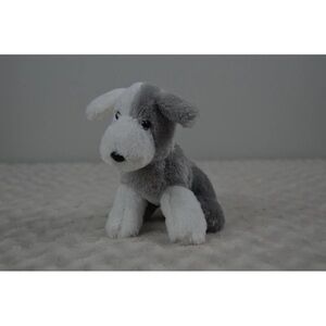 Kingstate Corp Gray White Puppy Dog Plush Stuffed Animal Toy